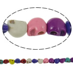 Synthetische Türkis Perlen, Schädel, Spritzlackierung, glänzend, farbenfroh, 8x10x9mm, Bohrung:ca. 1mm, Länge:ca. 16 ZollInch, ca. 41PCs/Strang, verkauft von Strang