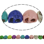 Synthetische Türkis Perlen, Schädel, Spritzlackierung, glänzend, farbenfroh, 14x18x17mm, Bohrung:ca. 1.5mm, Länge:ca. 16 ZollInch, ca. 23PCs/Strang, verkauft von Strang
