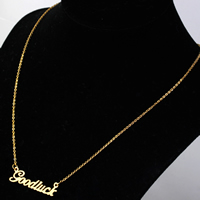 acero inoxidable collar, con 5cm extender cadena, Letra, chapado en color dorado, 35x9mm, longitud:aproximado 20 Inch, Vendido por Sarta