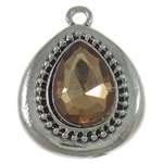 Glass Zinc Alloy Pendants, with Glass, Teardrop, plated nickel, lead & cadmium free Approx 2mm 