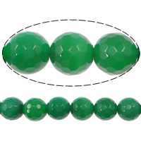 Natürliche grüne Achat Perlen, Grüner Achat, rund, verschiedene Größen vorhanden & facettierte, Bohrung:ca. 1-1.5mm, Länge:15.5 ZollInch, verkauft von Strang