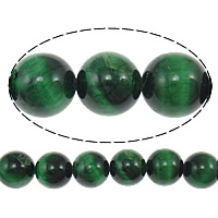 Tigerauge Perle, rund, verschiedene Größen vorhanden & facettierte, grün, Bohrung:ca. 1.5mm, Länge:ca. 15 ZollInch, verkauft von Strang