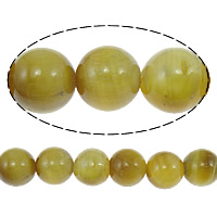 Tigerauge Perle, rund, verschiedene Größen vorhanden, gelb, Bohrung:ca. 1.5mm, Länge:ca. 15 ZollInch, verkauft von Strang