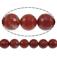 Roter Jaspis Perle, rund, verschiedene Größen vorhanden & facettierte, Bohrung:ca. 1mm, Länge:ca. 15 ZollInch, verkauft von Strang