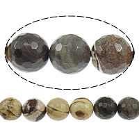 Zebra Jaspis Perle, rund, von Australien importieren & verschiedene Größen vorhanden & facettierte, Bohrung:ca. 1mm, Länge:ca. 15 ZollInch, verkauft von Strang