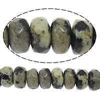 Abalorio de Piedra Dalmata, dálmata, Toroidal, facetas, 2x4mm, agujero:aproximado 0.5mm, longitud:aproximado 15 Inch, 160PCs/Sarta, Vendido por Sarta