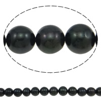 Perles de nacre rondes de culture d'eau douce, perle d'eau douce cultivée, naturel, noire, grade A, 11-12mm Environ 0.8mm .7 pouce, Vendu par brin