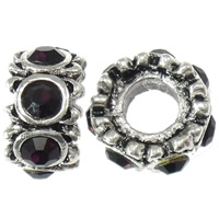Rhinestone Zinc Alloy European Beads, Rondelle, plated, without troll & with rhinestone cadmium free 