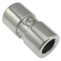 Abalorio separador tubo de acero inoxidable, Modificado para requisitos particulares & con diamantes de imitación, color original, libre de cadmio, 25x10mm, agujero:aproximado 6mm, Vendido por UD