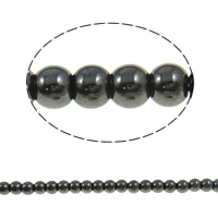 Perles hématite magnétique, Rond, styles différents pour le choix, noire, grade A, 4mm pouce Vendu par brin
