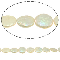 Coin Cultured Freshwater Pearl Beads, natural, white, 16-18mm Approx 0.8mm Approx 15.3 Inch 