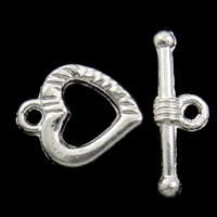 Zinc Alloy Toggle Clasp, Heart, single-strand nickel, lead & cadmium free  Approx 