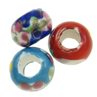 Porcelaine, European Perles , porcelaine, rondelle, sans filetage, couleurs mélangées Environ 6mm Vendu par sac