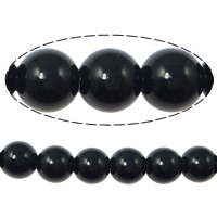 Schwarzer Stein Perle, rund, Weitere Größen für Wahl, Länge:15 ZollInch, verkauft von Strang