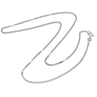 Collar de cadena de plata esterlina, plata de ley 925, chapado, cadena de caja, más colores para la opción, 1.5mm, longitud:18 Inch, Vendido por Sarta