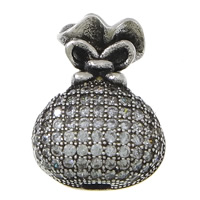 Cubic Zirconia Micro Pave Brass Beads, Money Bag, plated, micro pave cubic zirconia & hollow & blacken Approx 3mm 