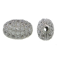 Cubic Zirconia Micro Pave Brass Beads, Oval, plated, micro pave cubic zirconia Approx 1mm 