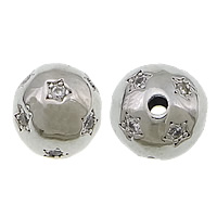 Cubic Zirconia Micro Pave Brass Beads, Round, plated, micro pave cubic zirconia 8mm Approx 1mm 