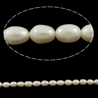 Perlas Arroz Freshwater, Perlas cultivadas de agua dulce, natural, más tamaños para la opción, color de jade blanco, Grado A, 9-10mm, longitud:14.0 Inch, Vendido por Sarta