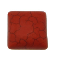 Synthetic Turquoise Cabochon, Square, flat back, red 