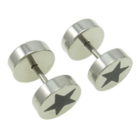 Stainless Steel Ear Piercing Jewelry, 316L Stainless Steel, Barbell, enamel, original color, 8mm 