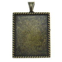 Zinc Alloy Pendant Cabochon Setting, Rectangle, plated Approx 