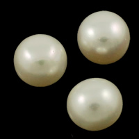 Half Drilled Cultured Freshwater Pearl Beads, Button, natural, half-drilled, white, 10-11mm Approx 0.8mm 