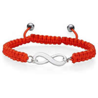 Zinc Alloy Woven Ball Bracelets, with Wax Cord & Hematite, Infinity, adjustable & Customized .5 Inch 