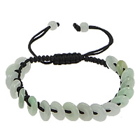 Bracelets de Woven Ball pierres précieuses, corde en nylon, avec jade 5mm pouce, Vendu par brin