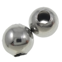 Edelstahl Perlen, 304 Edelstahl, rund, hohl, originale Farbe, 6mm, Bohrung:ca. 2.5mm, 20000PCs/Tasche, verkauft von Tasche