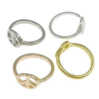 aleación de zinc anillo, Logo de la paz, chapado, más colores para la opción, libre de cadmio, 11mm, tamaño:7, Vendido por UD