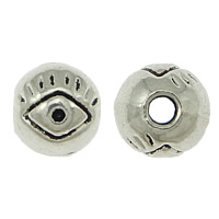 Zink Legierung Evil Eye Perlen, Zinklegierung, rund, plattiert, böser Blick- Muster, keine, frei von Kadmium, 6mm, Bohrung:ca. 2mm, verkauft von PC