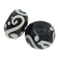 Refined Lampwork Beads, Rondelle, with flower pattern & bumpy Approx 2mm 