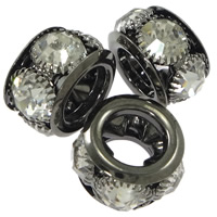 Rondelle Rhinestone Spacer, Brass, plated, with rhinestone Approx 8mm [