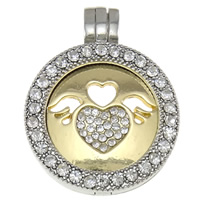 Zinc Alloy Floating Charm Pendant, Flat Round, plated, Customized & with rhinestone nickel, lead & cadmium free Approx 