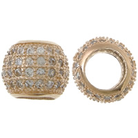 Cubic Zirconia Micro Pave Brass Beads, Drum, plated, micro pave cubic zirconia & large hole Approx 4mm 