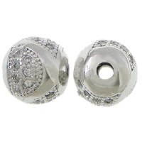 Cubic Zirconia Micro Pave Brass Beads, Round, plated, micro pave cubic zirconia 7mm Approx 1.2mm 