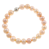 Bracelets de perles, perle d'eau douce cultivée, Alliage de zinc fermoir, styles différents pour le choix, plus de couleurs à choisir, 8-9mm pouce, Vendu par brin