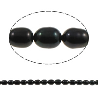 Perlas cultivadas de agua dulce Abalorio, Arroz, natural, Negro, 9-10mm, longitud:16.5 Inch, Vendido por Sarta