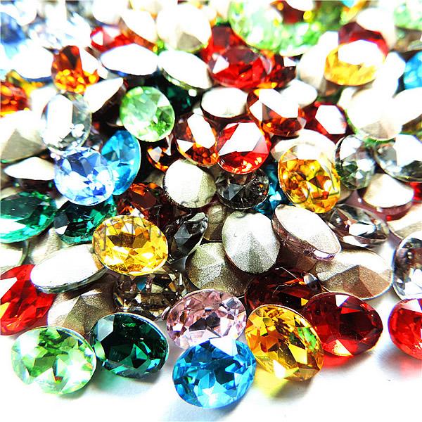 Kristall Eisen auf Nagelkopf, oval, silberfarben plattiert, Rivoli-Rückseite & facettierte, mehrere Farben vorhanden, verkauft von Tasche
