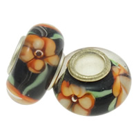Silver Plated Single Core Lampwork European Beads, Rondelle, cupronickel single core without troll Approx 4.5mm 
