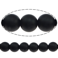 Black Stone Bead, Glass Gemstone, with Glass Gemstone, Round, synthetic, frosted, black Approx 15 Inch 
