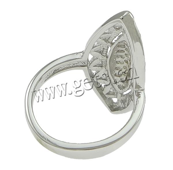 Zircon pavent l'anneau en laiton de doigt, oeil de cheval, Plaquage normal, pavé de micro zircon, plus de couleurs à choisir, protéger l'environnement, sans nickel, plomb et cadmium, 28mm, Taille:7, Vendu par PC