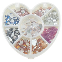 Resin 3D Nail Art Decoration, with Plastic Box, silver color plated, mixed, 3-7mm 