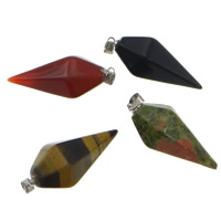 Gemstone Pendantifs en laiton, pierre gemme, pendule, Placage de couleur platine, facettes, plus de couleurs à choisir Environ Vendu par PC