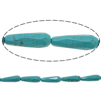 Synthetische Türkis Perlen, Tropfen, facettierte, blau, 25x8x8mm, Bohrung:ca. 1mm, Länge:ca. 16 ZollInch, 66PCs/Strang, verkauft von Strang