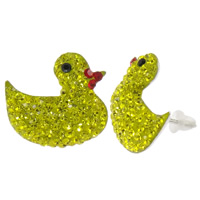 CRYSTALLIZED™ Crystal Sterling Silver Stud Earring, sterling silver post pin, Duck, plated 