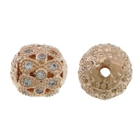 Cubic Zirconia Micro Pave Brass Beads, Round, plated, micro pave cubic zirconia & hollow Approx 2mm 