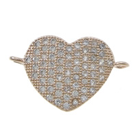 Cubic Zirconia Micro Pave Brass Connector, Heart, plated, micro pave cubic zirconia & 1/1 loop Approx 1.5mm 
