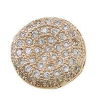 Cubic Zirconia Micro Pave Brass Beads, Flat Round, plated, micro pave cubic zirconia & hollow Approx 1.5mm 